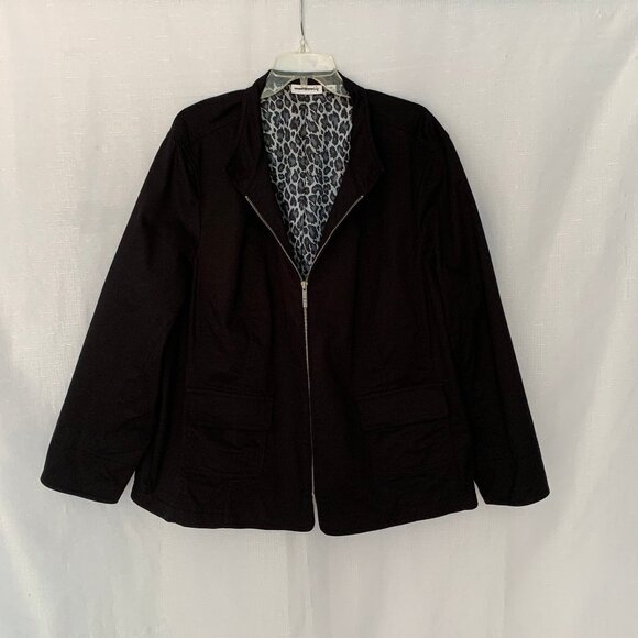 SUSAN GRAVER Cotton Twill Zip Front Jacket - Picture 3 of 5